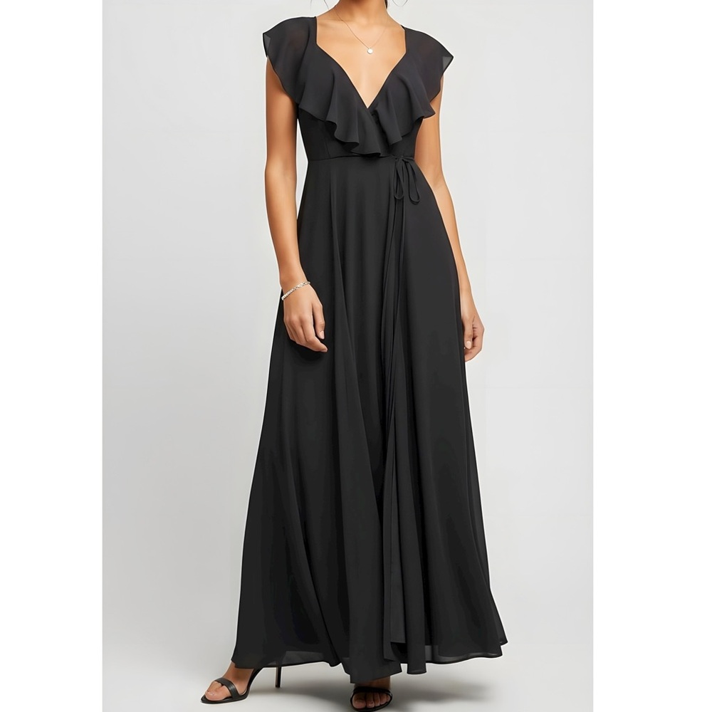YUMI KIM Full Bloom Wrap Maxi Dress, Black, XS